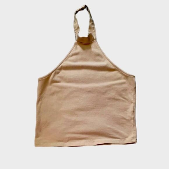 Hearts & Hips Tan Halter Crop Top Size Small - Picture 3 of 6